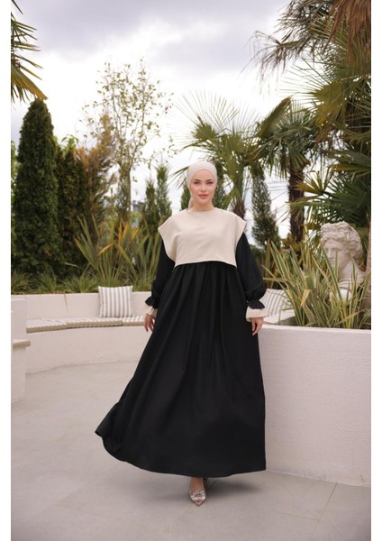 Ankanoor Önlüklü Oversize Keten Elbise ANKA255095