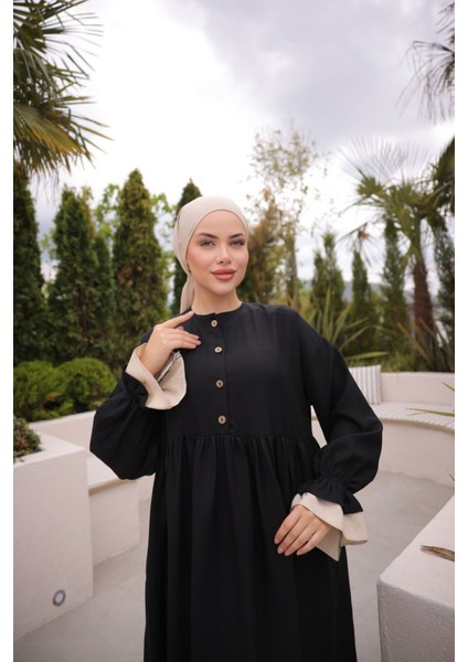 Ankanoor Önlüklü Oversize Keten Elbise ANKA255095 fiyatları