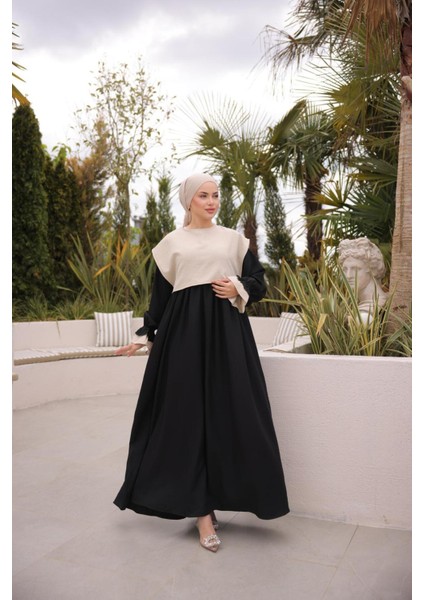 Ankanoor Önlüklü Oversize Keten Elbise ANKA255095