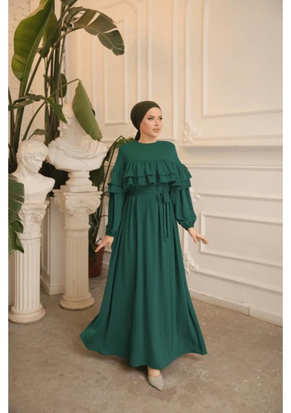 Ankanoor Çift Fırfırlı Salaş Elbise ANKA255068