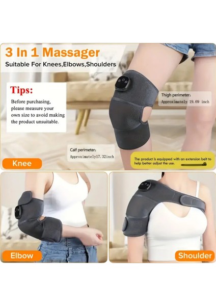 Glr HX001 Şarj Edilebilir Isıtmalı Titreşimli Diz Omuz Bacak Masaj Aleti | Sıcak Kompres ve Çoklu Modlar