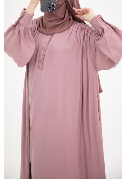 Ankanoor Modal Cupra Büzgü Detaylı Düğmeli Elbise ANKA253002 fiyatları