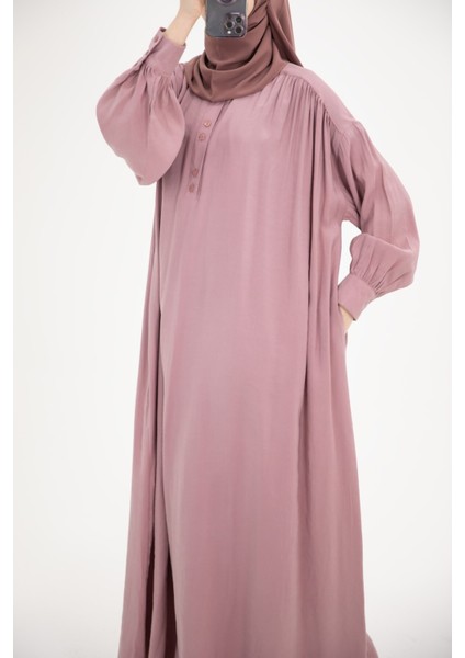 Ankanoor Modal Cupra Büzgü Detaylı Düğmeli Elbise ANKA253002 modelleri