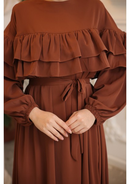 Ankanoor Taba Çift Fırfırlı Salaş Elbise ANKA255068 fiyatları