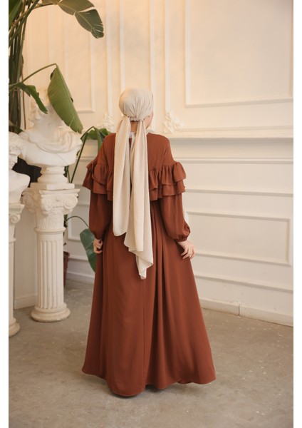 Ankanoor Taba Çift Fırfırlı Salaş Elbise ANKA255068 modelleri