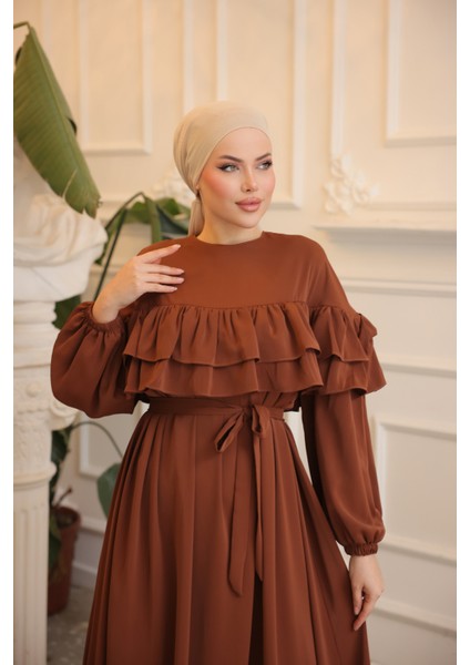 Ankanoor Taba Çift Fırfırlı Salaş Elbise ANKA255068 indirimleri