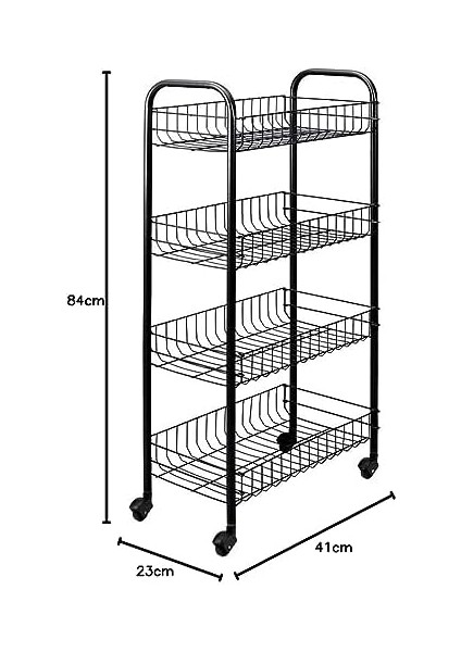 Anıversarıo - Tekerlekli 4 Katlı Plastik Kaplamalı Çok Amaçlı Taşıma Arabası. Renk Siyah Boyutlar: 41 x 23 x 84 Santimetre fiyatları