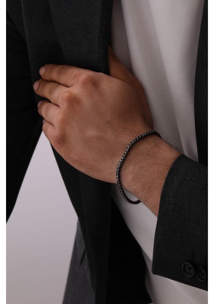 14 Ayar 6.89 Ct Siyah Pırlantalı Erkek Bileklik modelleri