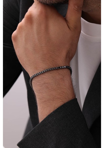 14 Ayar 6.89 Ct Siyah Pırlantalı Erkek Bileklik fırsatları