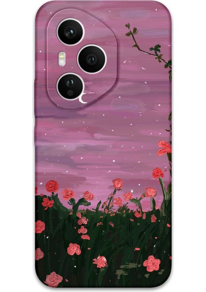 Honor 400 Pro Uyumlu Çiçek Desenli Telefon Kılıfı + Ekran Koruyucu - 5793