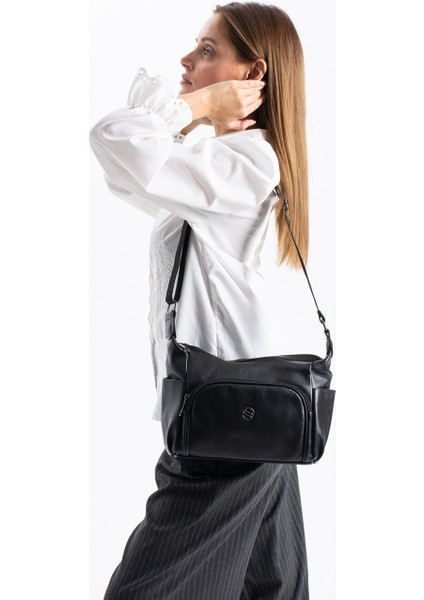 Kadın Ayarlanabilir Çapraz Askılı Çok Gözlü Suni Deri Omuz Çantası 1434