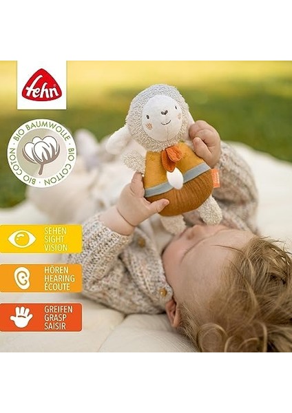 Bebek Halka Kavrama Oyuncağı Koyun - Organik Pamuklu Pelüş Hayvan - Oyun Oynayarak Öğrenmek Için Çıngıraklı Oyun Hayvanı - 0+ Aylık Bebekler ve Küçük Çocuklar Için Kavrama Oyuncağı fiyatları