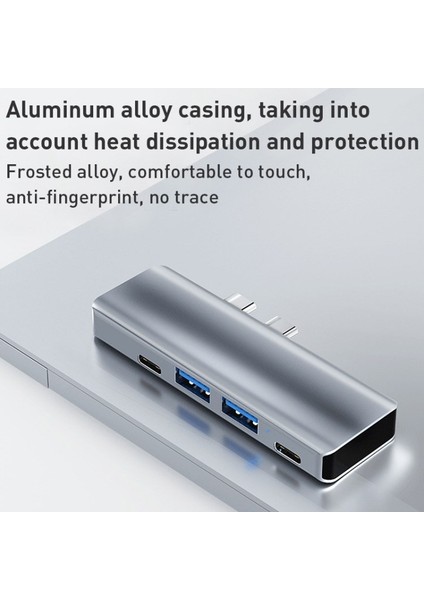 YG-2102 5 In 1 Çift Usb-C / Type-C-Usb Hub Çevirici Adaptör