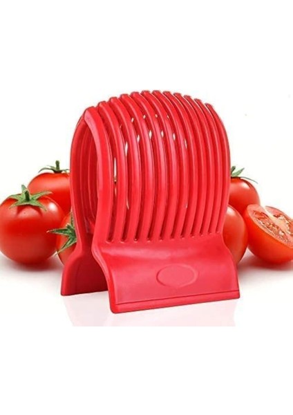 Çok Kullanımlı Domates Dilimleyici Tutucu, Sağlam Tutuşlu, Ergonomik 13 Ayırıcı Tasarım, Kesimler, Dilimleme, Domates,, Patates, Yuvarlak Meyve, Sebze, Bonus E-Kitap