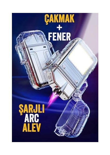 Şarjlı Ark Alevli 800 Lümen Güçlü Çakmaklı Kamp Işığı Anahtarlık Taşınabilir Type-C 6888 modelleri