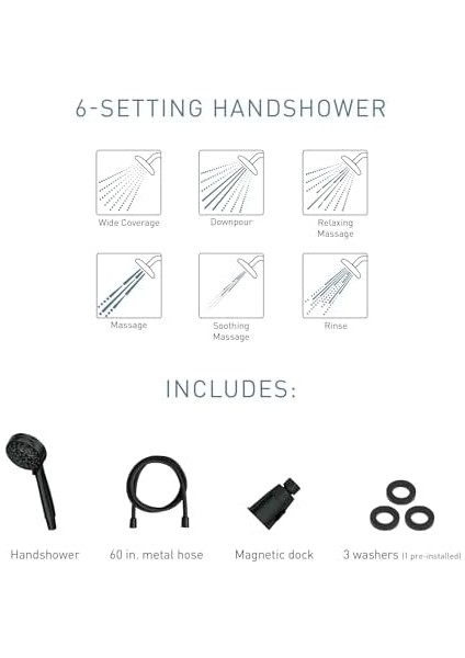 26100BL Engage Hydroenergetix 8-Spray 5 Inç. Tek Duvara Monte Sabit Ayarlanabilir Duş Başlığı Krom, Mat Siyah modelleri