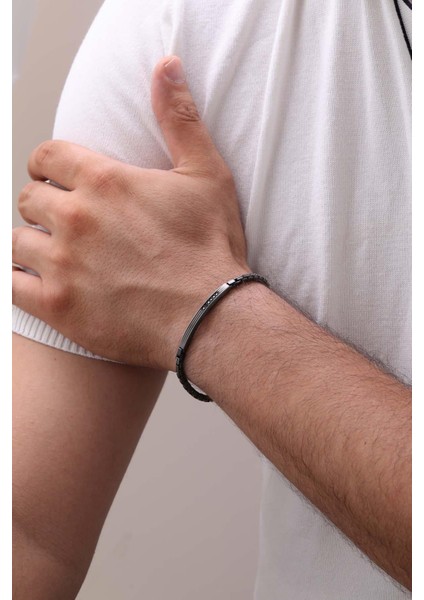 14 Ayar Siyah Zincir Altın Erkek Bileklik