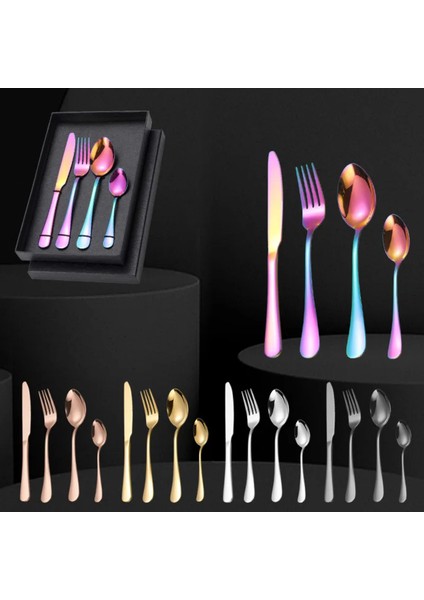 Premium Kalite Bpa'sız Paslanmaz Çelik Çatal, Kaşık ve Bıçak Seti Mor Renk 4 Parça (24+ Ay) fırsatları