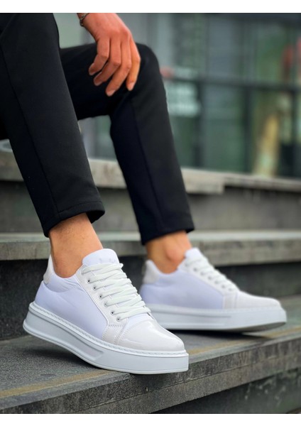 KB-X46 Kuback Beyaz Rugan Yüksek Beyaz Taban Günlük Spor Ayakkabı