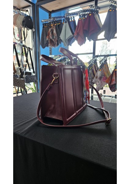 Bordo Bayan Fularlı Hem Omuz Hem El Çantası fiyatları