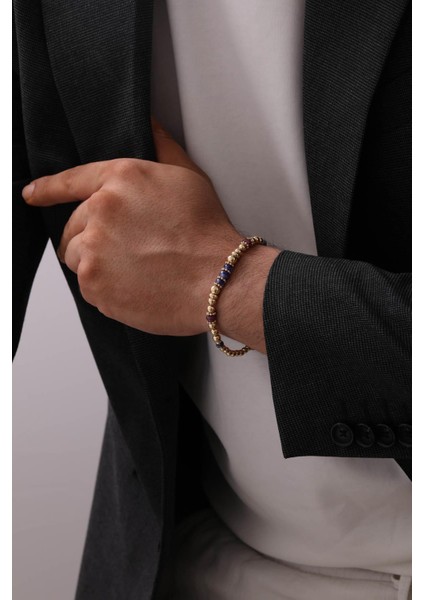 14 Ayar Renkli Toplu Zincir Altın Erkek Bileklik