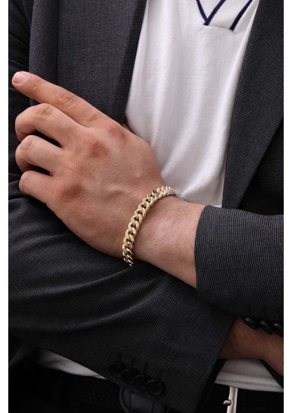 14 Ayar Gurmet Zincir Altın Erkek Bileklik
