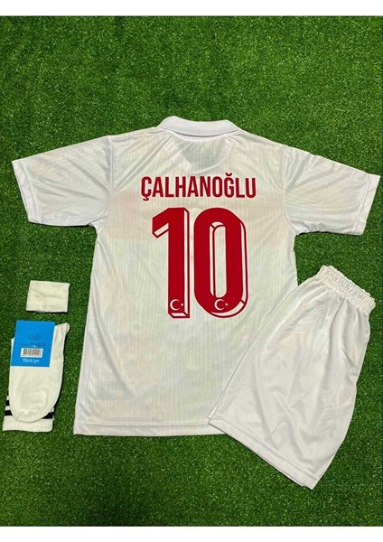 Türkiye Milli Takımı Euro 2024 Hakan Çalhanoğlu Çocuk Forması 4'lü Set Beyaz