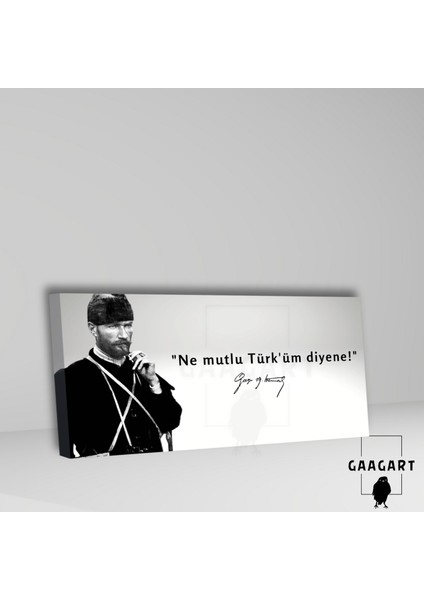 Panoramik Kanvas Makam Panosu Siyah Beyaz Atatürk Ne Mutlu Türk\'üm Diyene! fiyatları