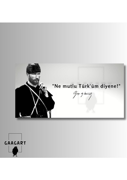 Panoramik Kanvas Makam Panosu Siyah Beyaz Atatürk Ne Mutlu Türk\'üm Diyene! modelleri