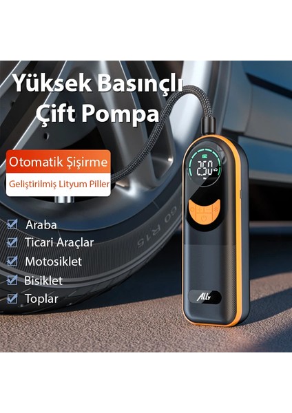 Ally ST-5520 Dijital Basınç Göstergeli Oto Lastik Şişirme Pompası Hava Kompres - T005G851-Z30 modelleri