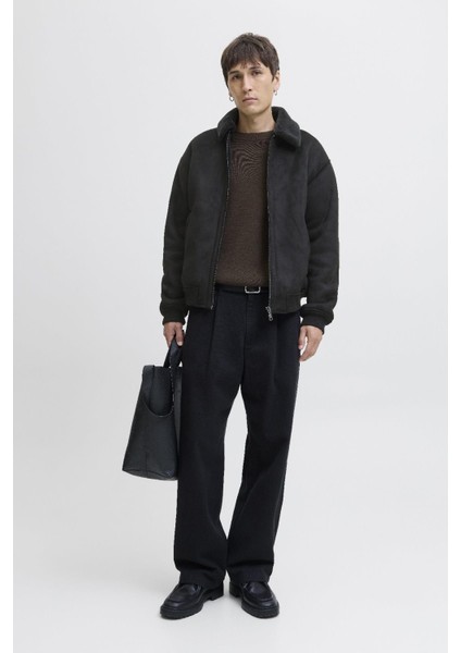 Erkek Jprccluke Bomber Ceket – Siyah, Yüksek Kalite, Fermuarlı, Uzun Kollu, Günlük Kullanıma Uygun fırsatları