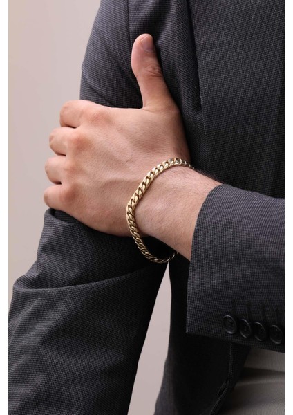14 Ayar Gurmet Zincir Altın Erkek Bileklik