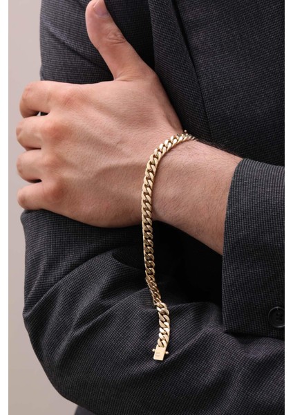 14 Ayar Gurmet Zincir Altın Erkek Bileklik modelleri