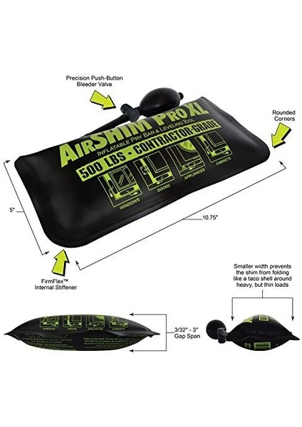 Industries Air Shim Şişirilebilir Kaldırma Çubuğu ve Düzeltme Aleti, 1194 modelleri