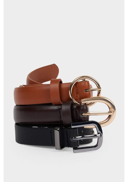 Kadın Suni Deri 3'lü Günlük Kemer F4806AXNS