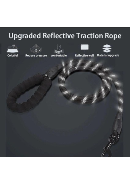 Köpekler Için Gezdirme Tasması Reflektörlü 130 cm Halat Orta ve Büyük Boy Köpekler Için Siyah modelleri