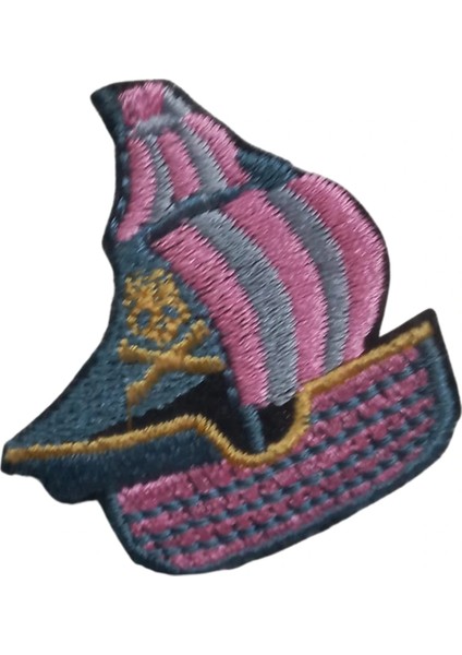Aplike Ütü Ile Yapışan Yelkenli Pembe Arma 4x3 cm