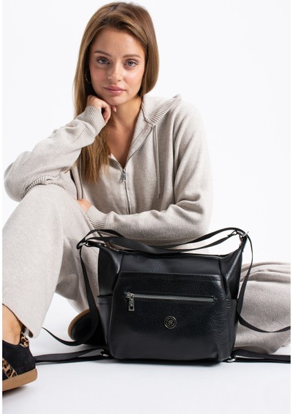 Kadın 4 Bölmeli Suni Yumuşak Deri Omuz ve Sırt Çantası 1436 modelleri