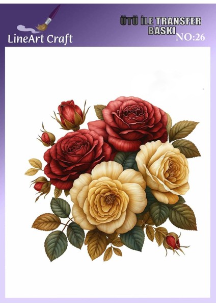 Çiçek Desen N: 26 Kumaş Transfer Kağıdı 20*20