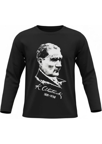 Çocuk Pamuklu Atatürk ve Imza Baskılı Uzun Kollu T-Shirt