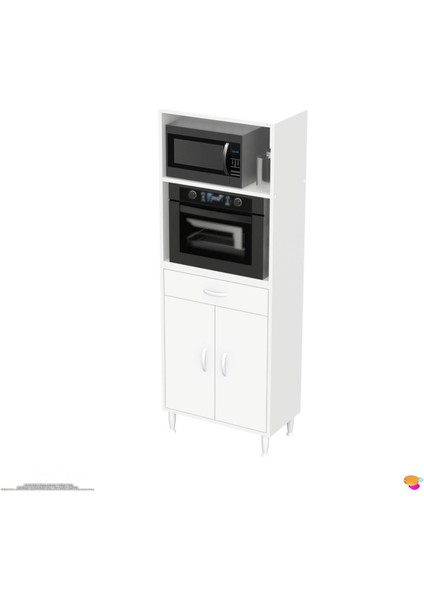 Alp Mutfak Fırın Dolabı Çekmeceli 65 cm Beyaz Mini/midi Mikrodalga Mutfak Dolabı 65X163,4X32.5 cm