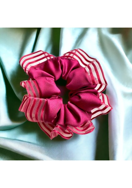 Kadın Pembe Kenarları Tül Scrunchie Büyük Boy Simit Toka fiyatları