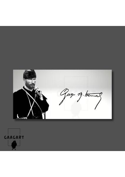 Panoramik Kanvas Makam Panosu Siyah Beyaz Atatürk Imza modelleri