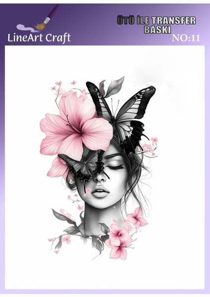 Kadın Portre Desen N: 11 Kumaş Transfer Kağıdı 20*20