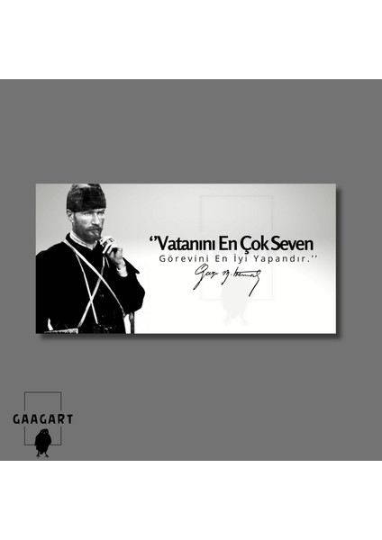 Panoramik Kanvas Makam Panosu Siyah Beyaz Atatürk Vatanını En Çok Seven Görevini En Iyi Yapandır modelleri