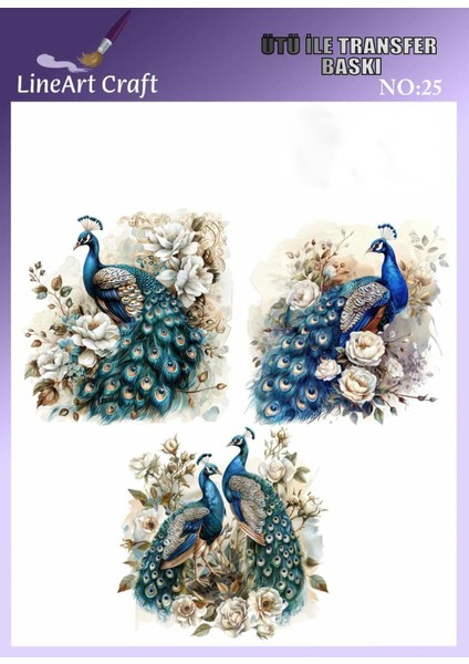 Tavuskuşu Desen N: 25 Kumaş Transfer Kağıdı 20*20