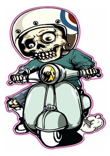 Iskelet Motor Özel ve Oto Sticker Kabartmalı 7X10 cm A+Kalite