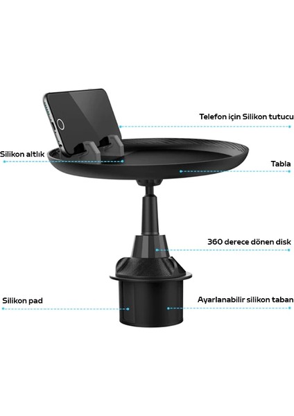 Ally HS-P05 Universal Araç Içi Telefon Tutucu - Yemek MASASI-(5775) - T981G755-Z05981 indirimleri