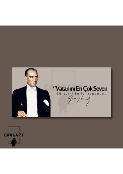 Panoramik Kanvas Makam Panosu Takım Elbiseli Atatürk Vatanını En Çok Seven Görevini En Iyi Yapandır modelleri