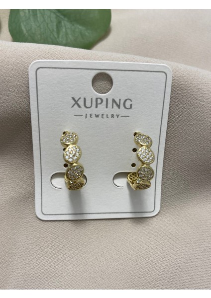 Xuping küpe 14K Altın Kaplama Hediyelik Suya Dayanıklı Kadın Gold Büyük Halka Şık ve Modern Taşlı Zarif Parlak Görünüm Minimal Gold Ubuntu Günlük Kullanım Için Ideal